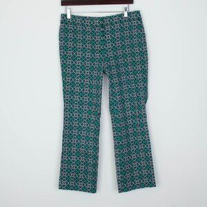 J. Crew Womens Campbell Lattice Medallion Ankle‎ Pants Size 8 Green Pink Preppy